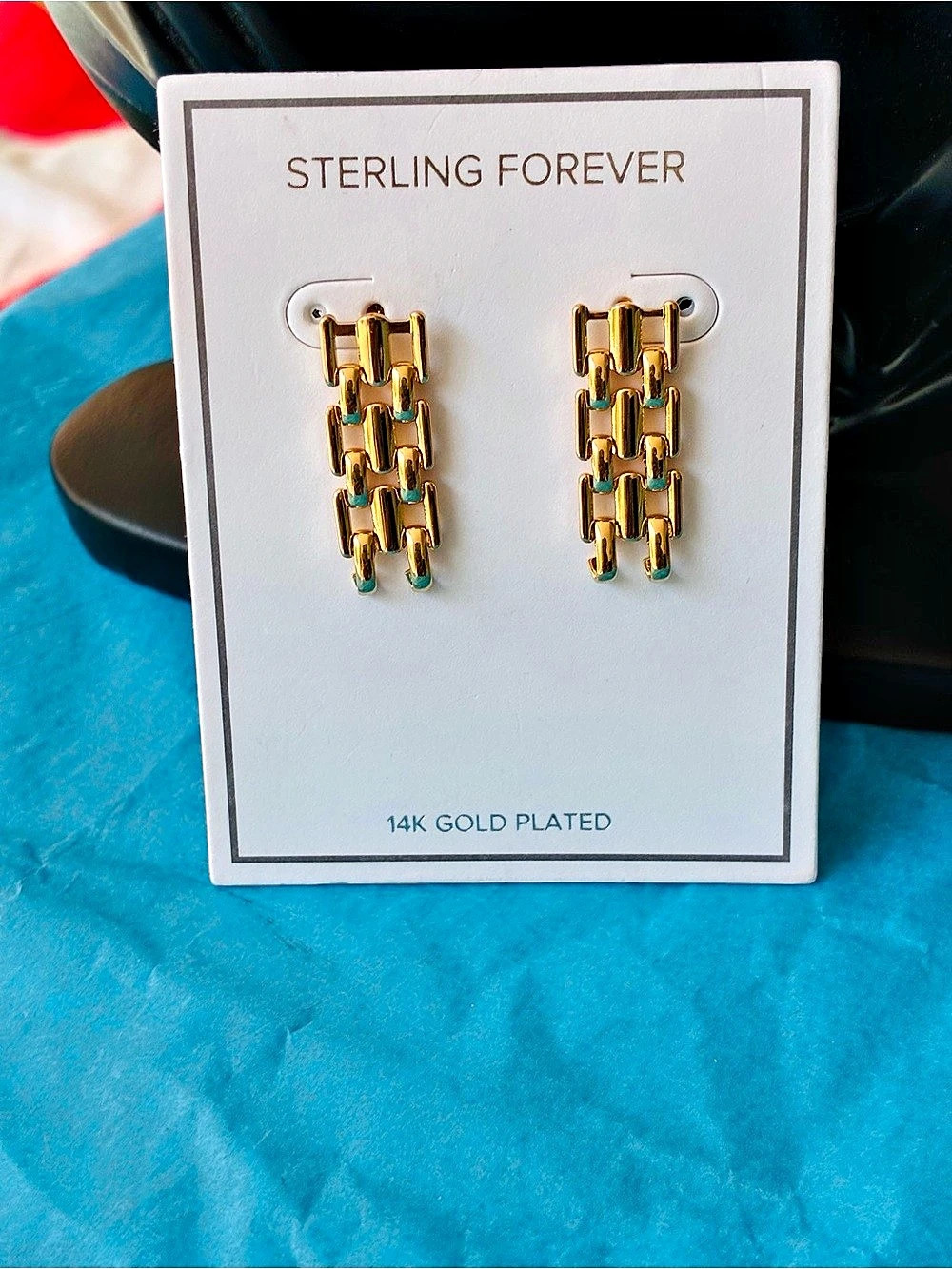 Sterling Forever Raleigh Link Drop Earrings Gold